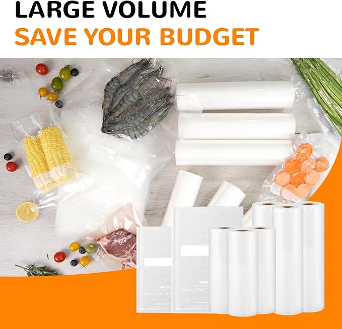 Multi-Size Sealing Solution Vacuum Sealer Bags & Rolls – 100x 6''x10'', 100x 8''x12'', 3 Rolls 11''x20', 3 Rolls 8''x20' – Pr