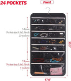 DIOMMELL Hanging Jewelry Organizer 47 Pockets with Zipper for Earrings Necklace Bracelet Ring Accessory Display Storage Bag T
