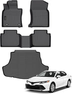 Auxko All Weather Floor Mats Cargo Mat Fit for Toyota Camry AWD 2024 2023 2022 2021 2020 2019 2018 TPE Floor Liner Trunk Mat Camry Accessories All Season Odorless Anti-Slip Black