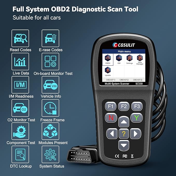OBD2 Scanner Code Reader for Chevy/GMC Full System Diagnostic Scan Tool, Transfer Case ABS SRS EPB CKP Oil Reset 30+ Special