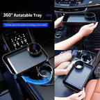 Multifunctional Car Cup Holder Expander with Rotable Food Tray for Road Trips