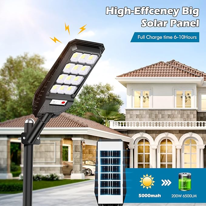 VUAA 4 Pack Solar Street Lights Outdoor Waterproof, 6500K 6000LM LED Street Light Dusk to Dawn,Solar Motion Sensor Lights Out