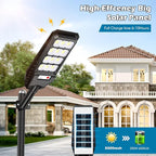 VUAA 4 Pack Solar Street Lights Outdoor Waterproof, 6500K 6000LM LED Street Light Dusk to Dawn,Solar Motion Sensor Lights Out