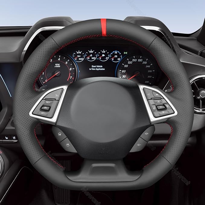 MEWANT Hand Stitch Car Steering Wheel Protector Wrap Cover for Chevrolet Camaro 2017-2022 Steering Wheel Accessories