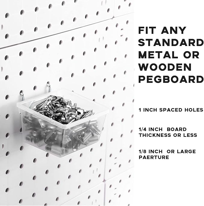 Sieral 30 Pcs Pegboard Organizer Accessories Kit Includes Peg Board Shelving Storage Basket Organizer Bins Hooks Loops Cup wi