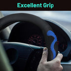 15 Inch Truck Steering Wheel Cover Leather Wheel Semi-Truck Comfy Grip Cover Anti Slip Car Accessory, Fits Rv, Big Rig and Classic Car (Blue, Classic Style)