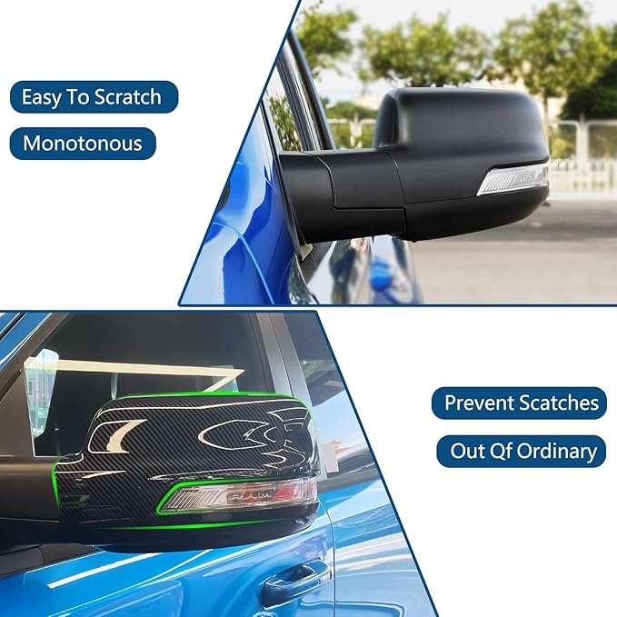 2 PCS Door Rearview Mirror Cover for Dodge RAM 1500 TRX 2021-2024 Exterior Decoration Accessory Kit (Imitate Carbon Fiber Pattern)