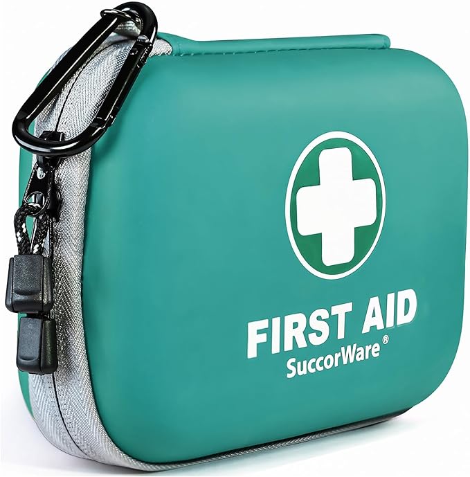 150 Pieces Mini First Aid Kit - Small Medical Kit with Hard Shell - Emergency First Aid Kit for Car, Travel, Home, Outdoor, O