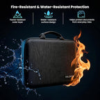 Fireproof Document Box with Lock, Hard Case File Organizer with Accordion Folder, Portable Fire Resistant Document Storage Ba