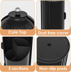 YOOLENS Makeup Brush Holder with Lid 360 Rotating Clear Dustproof Make Up Organizers for Vanity Bathroom Countertop, All Blac
