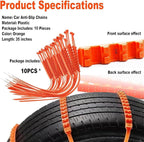 10PCS Universal Anti-Skid Snow Tire Chains,2026 Upgraded Portable Emergency Non-Slip Plastic Cable Ties, Winter Car Truck SUV