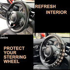 PINCTROT Race Grip Steering Wheel Cover, Anti Slip Silicone Perforated Design with Soft Touch Padding, Enhanced Grip for Sporty Driving, Universal 14.5-15 Inch (Racing Silver)
