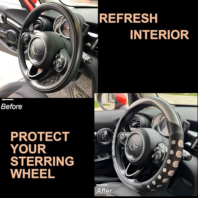 PINCTROT Race Grip Steering Wheel Cover, Anti Slip Silicone Perforated Design with Soft Touch Padding, Enhanced Grip for Sporty Driving, Universal 14.5-15 Inch (Racing Silver)