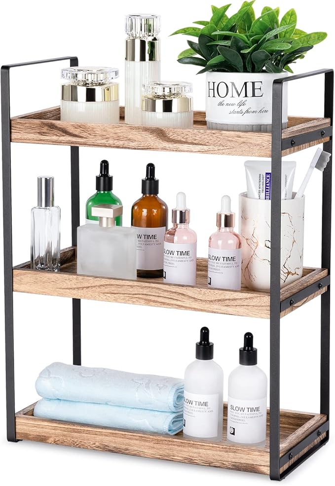 Giftacity 3-Tier Countertop Organizer for Bathroom Counter Stylish Wood Bathroom Vanity Organizer Shelf Storage - The Perfect