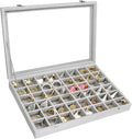 Siveit Velvet Jewelry Tray 48 Grid Jewelry Display Tray Organizer Box with Transparent Lid Rings Earrings Necklaces Pendants 