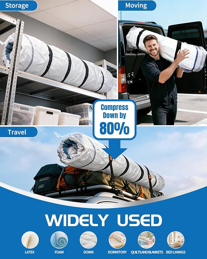 Vacuum Storage Bags for moving, Vacuum Seal Bags for Memory Foam, Latex, Clothing & Bedding, Space Saver Bags for Organizatio