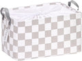 Hinwo Large Canvas Fabric Storage Basket with Handles, 33L/8.6-Gal Rectangle Bin, Collapsible Storage Box, Clothes, Toys, Bla