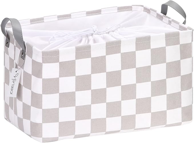 Hinwo Large Canvas Fabric Storage Basket with Handles, 33L/8.6-Gal Rectangle Bin, Collapsible Storage Box, Clothes, Toys, Bla