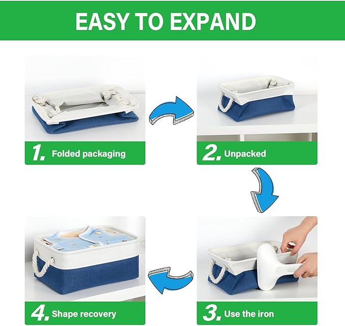 Bidtakay Small Storage Baskets for Shelves 3 Pack Fabric Storage Bins for Organizing Linen Collapsible Organizer for Closet-W