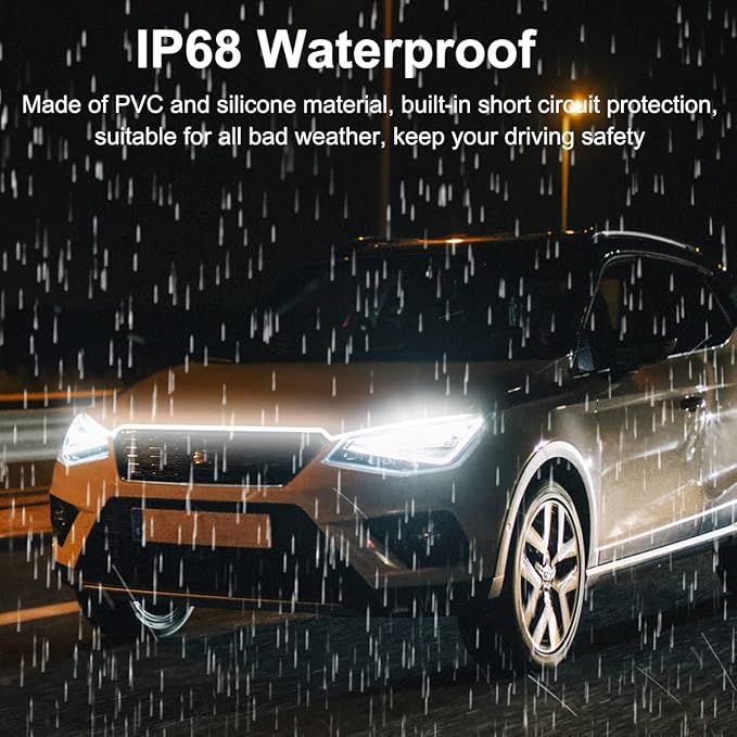 Dynamic Car Hood Light Strip, 59/71/79 Inches Flexible Exterior LED Strip Lights Waterproof Car Led Hood Light Daytime Running Light Strip for Cars, Trucks (White)