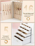 BOOVO Jewelry Box For women, 6 Layer Large Jewelry Organizer With Mirror, Multi-Function Storage Box With Lock, Necklace Hold