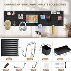 AKTOP Peg Board Wall Organizer 4-Pack – 12"x12" Black Pegboard Combination Kit with 13 Accessories for Wall, Plastic Peg Boar