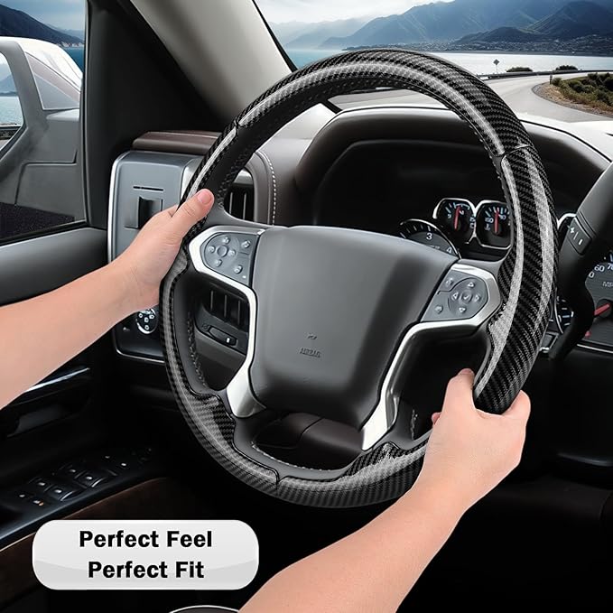 Steering Wheel Cover for Chevy Silverado 1500 2014-2018/2500 2500HD 3500 3500HD 2015-2019/ 4500HD 5500HD 6500HD 2019-2024/ Suburban Tahoe 2015-2020/ Colorado 2015-2022/ Traverse 2018-2023 Chevrolet