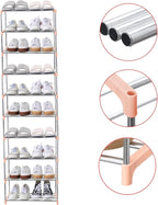 Jucaifu Stackable Small Shoe Rack, Entryway, Hallway and Closet Space Saving Storage and Organization (10-Tier, Pink)