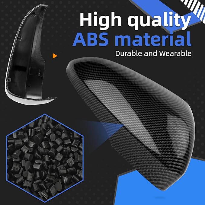 Passenger Side Mirror Cover Replacement for Ford Fusion 2013 2014 2015 2016 2017 2018 2019 2020 2021 2022 - Right Side Mirror Covers, Rear View Mirrors Cap Accessories Carbon Fibre, With Lamp