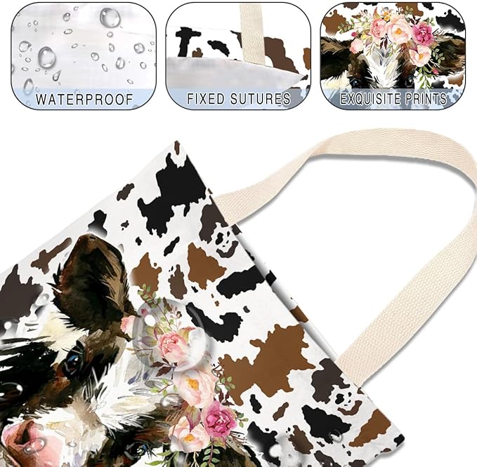 IRADA Car Trash Bag Hanging No Snap Small Garbage Bag for Car Back Seat Cute Printed One-Handed Strap Trash Bags Car Accessories-Cow Car Trash Bags