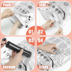 Vacuum Storage Bags, Space Saver Bags, Compression for Comforters and Blankets, Sealer Clothes Storage with Hand Pump. (6× Me