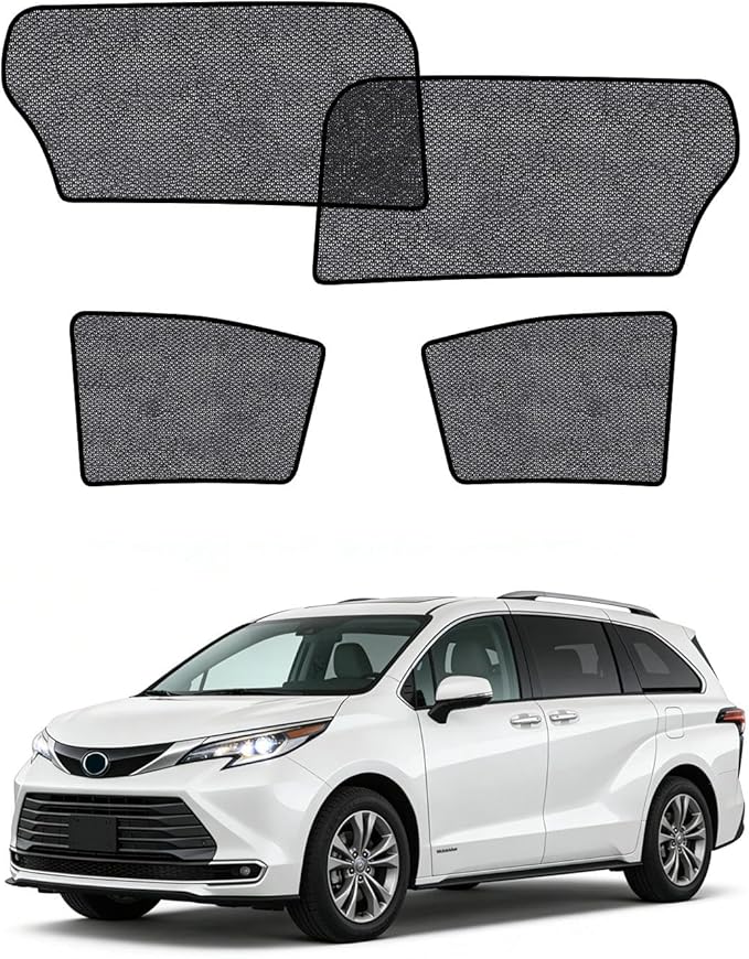 Car Window Shades for Toyota Sienna(2020-2024), 4-Pack Rear Window Sun Shades for Baby – Breathable Mesh, UV & Heat Blocker, Privacy Protection for Camping, Travel, Sleep & Nursing
