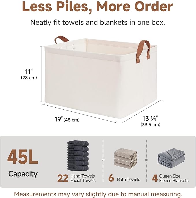 StorageWorks Fabric Storage Bins, Extra Large Storage Baskets for Shelves, Closet Organizers and Storage Bins with Metal Fram