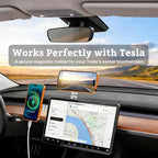 Magnetic Phone Holder for Laptop & Monitor, Foldable Hidden Side Mount, 360° Adjustable Continuity Camera Mount for MagSafe iPhone 12-17 Air Pro Max, Fits for Tesla Model 3/Y, Silver