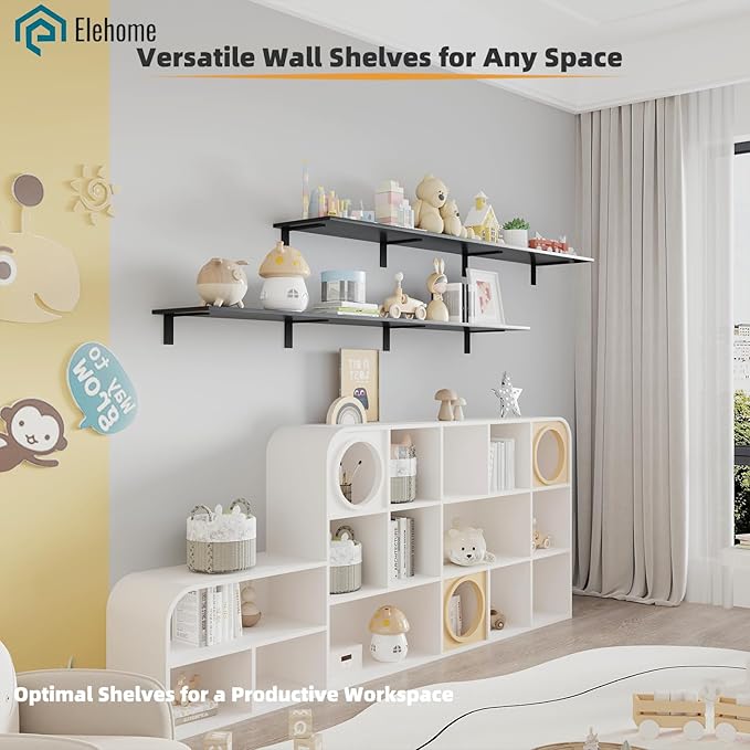 Floating Shelf Board for Wall 5/8" – 1 Pack Board Only, No Brackets – 72"L x 10"W x 0.6"T Black Melamine Wood Floating Shelve