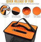 Dovesun Floating Fishing Basket, Collapsible Fish Basket Portable Fishing Net Quick-Drying Rubber Coated Fishing Bait Storage