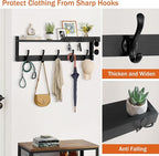 29'' Coat Rack Wall Mount with Shelf, Coat Hanger Wall Mount with Key Hooks and Mail Holder, Wood Entryway Floating Shelf wit