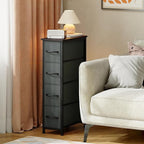 Somdot Narrow Dresser with 4 Drawers, Slim Storage Organizer Chest of Drawers with Removable Fabric Drawers for Small Spaces 