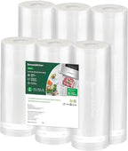 Bonsenkitchen Vacuum Sealer Rolls Bags, 6 Pack 3 Rolls 11" x 20' + 3 Rolls 8" x 20' Commercial Grade BPA Free Bag Rolls, Dura