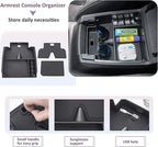 JDMCAR Center Console Organizer Compatible with 2023 2024 2025 2026 Chevy Colorado/GMC Canyon Accessories, Coin Container Armrest Secondary Storage Box with Non-Slip Silicone Mat (Black Trim)