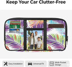 Tactical Sun Visor Organizer,Tropical Leaves Scratch-Resistant Auto Sunshade Organizer Bag with Double Zippers Truck SUV Storage Pouch Holder
