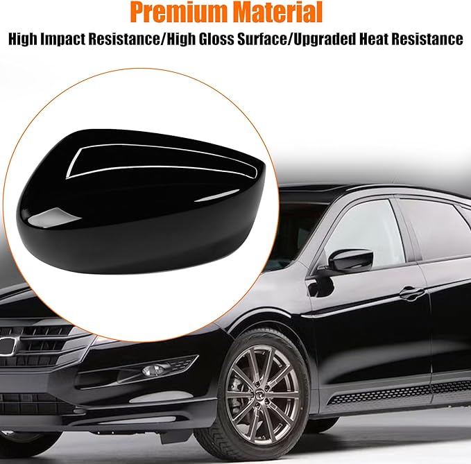 Yumzeco Compatible with Honda Accord Side Mirror Cover Trim 8th Gen 2008 2009 2010 2011 2012, Glossy Black Door Rearview Mirror Caps for Honda Accord W/O Light Hole - Left Driver Side