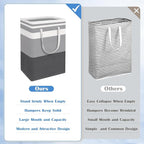 BlissTotes 3-Pack Laundry Basket, Freestanding＆Waterproof Laundry Hamper, Collapsible Tall Clothes Hamper with Easy Carry Han