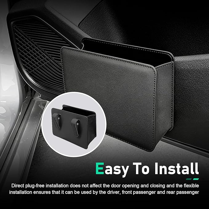 Car Trash Can, Foldable Hanging Garbage Bin with Trash Bag, Waterproof Open-top Door Side Storage Can, Multi-function Back Seat Organizer for Most Cars SUVs Trucks (Black)
