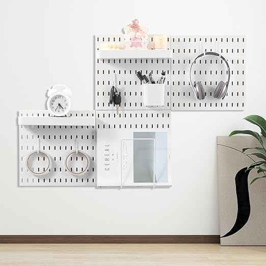 VEVOR Pegboard Combination Kit, 11" x 11" Plastic Pegboard, 4 Panels, Peg Board Wall Organizer Kit with Accessories, for Gara