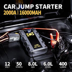 UIBI X5 Car Jump Starter with Air Compressor, 2000A Car Battery Jump Starter with 150PSI Tire Inflator Portable, Battery