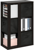 Furinno Viola Book Shelf, 3-Tier Bookshelf, Cube Storage Organizer Bookcase with Open Shelf, with Storage Bins, 13.6 x 29.3 x