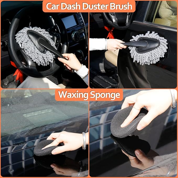 THINKWORK Car Cleaning Kit, Car Washing Kits for Vehicles, Car Detailing Kit Suitable for Small and Medium Vehicles Such As C