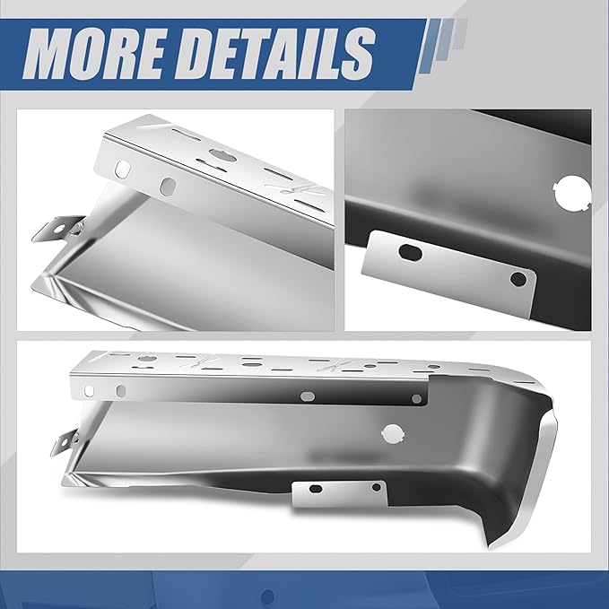 Auto Dynasty Rear Bumper End Caps Cover Compatible with 2015-2020 Ford F-150, Driver Left Side, with Parking Sensor Holes, Polished Chrome