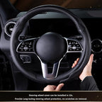 Aimato Car Steering Wheel Cover Carbon Fiber, Ultra-Thin Car Steering Wheel Cover,Comfortable & Breathable Microfiber,Universal Fit for Most Cars, Matte Black